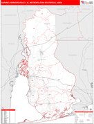 Daphne-Fairhope-Foley Metro Area Digital Map Red Line Style